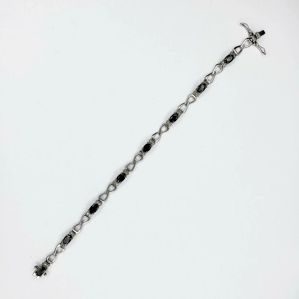 Ross Simons Link Bracelet 925 Sterling Silver 7.3in Blue Sapphire China